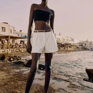 ZARA DARTED BERMUDA SHORTS WITH BELT