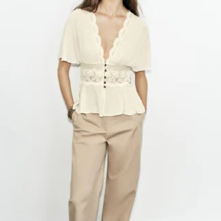 ZARA LACE-TRIMMED TOP