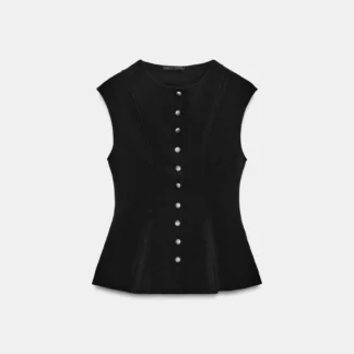 ZARA CONTRAST TOPSTITCHED WAISTCOAT
