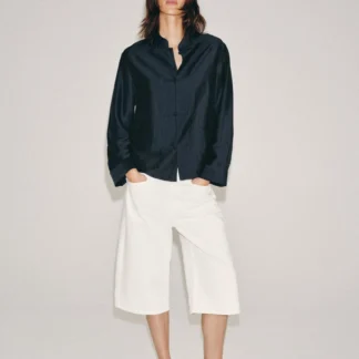 ZARA ZW COLLECTION SATIN SHIRT WITH FROG FASTENING