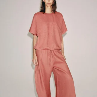ZARA ZW COLLECTION 100% LINEN TOP WITH DRAWSTRINGS