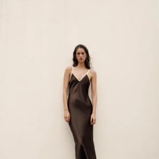 ZARA CONTRAST TRIM SATIN MIDI DRESS