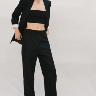 ZARA LINEN BLEND STRAIGHT TROUSERS