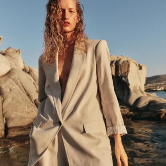 ZARA BLAZER WITH LINEN ROLLED-UP SLEEVES