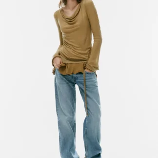 ZARA ASYMMETRIC RUFFLE TOP WITH RUCHING