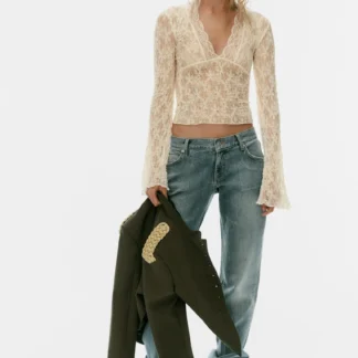 ZARA LACE BELL SLEEVE TOP