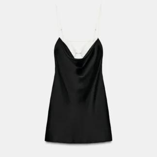 ZARA SATIN MINI DRESS WITH CONTRASTING FABRIC