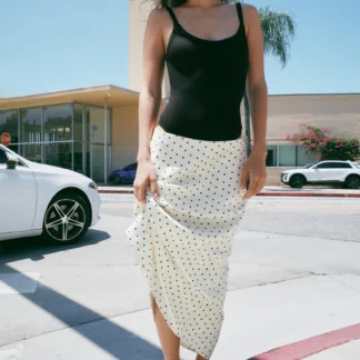 ZARA POLKA DOT SATIN MIDI SKIRT