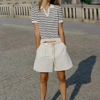ZARA STRIPED KNIT SHORT SLEEVE POLO SHIRT