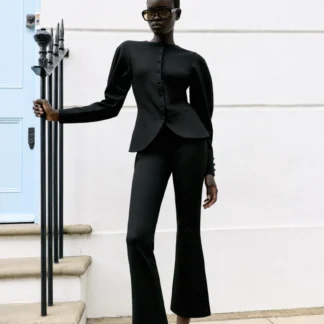 ZARA INTERLOCK BUTTON TROUSERS