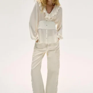 ZARA RUFFLED SHIRT WITH FITTED WAIST