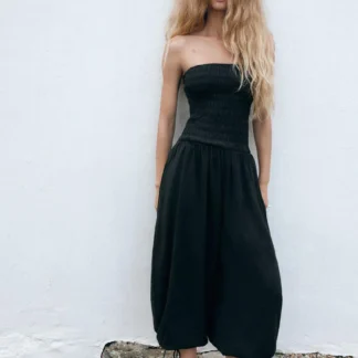 ZARA GATHERED STRAPLESS JUMPSUIT