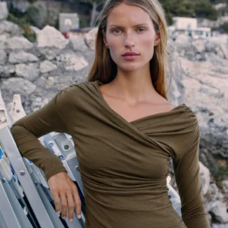ZARA DRAPED SURPLICE NECK TOP
