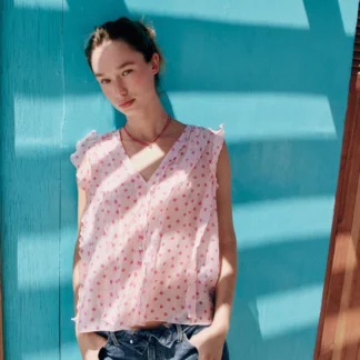 ZARA RUFFLED POLKA DOT BLOUSE