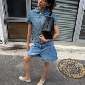 ZARA TRF DENIM ZIP SHIRT