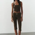 ZARA CORDUROY CORSETRY-INSPIRED TOP