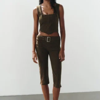 ZARA CORDUROY CORSETRY-INSPIRED TOP