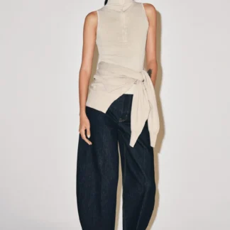 ZARA BUTTONED HIGH NECK TOP