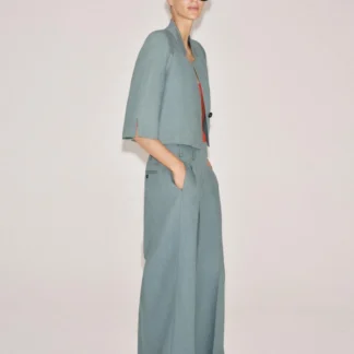 ZARA ZW COLLECTION LINEN BLEND CROPPED BLAZER