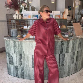 ZARA STRIPED WIDE-LEG TROUSERS