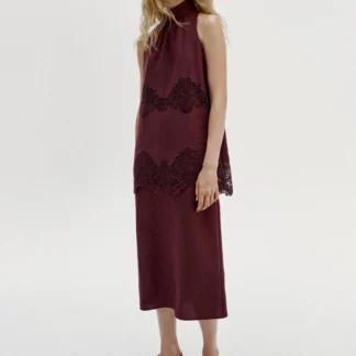 ZARA EMBROIDERED HALTER MIDI DRESS