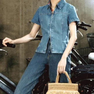 ZARA TRF DENIM ZIP SHIRT
