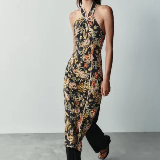 ZARA PRINTED HALTER DRESS