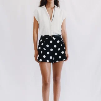 ZARA POLKA DOT BERMUDA SHORTS WITH BELT