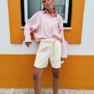 ZARA Z1975 DENIM BERMUDA SHORTS WITH CHAIN BELT