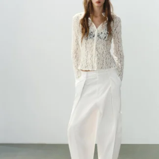ZARA LACE BUTTONED TOP