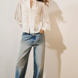 ZARA ZW COLLECTION EMBROIDERED ORGANZA SHIRT
