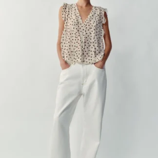 ZARA PRINTED POLKA DOT BLOUSE