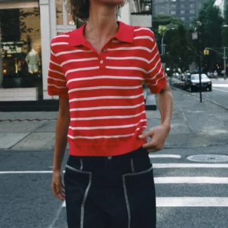 ZARA STRIPED SHORT SLEEVE KNIT POLO SHIRT