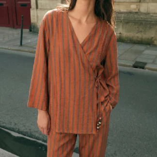 ZARA STRIPED WRAP JACKET