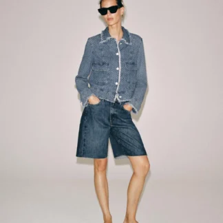 ZARA ZW COLLECTION RELAXED FIT MID-WAIST DENIM BERMUDA SHORTS