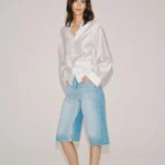 ZARA ZW COLLECTION MID-WAIST DENIM BERMUDA SHORTS
