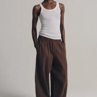 ZARA ZW COLLECTION STRIPED LINEN BLEND TROUSERS