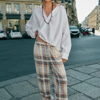 ZARA LINEN BLEND SHIRT WITH PUFF HEM