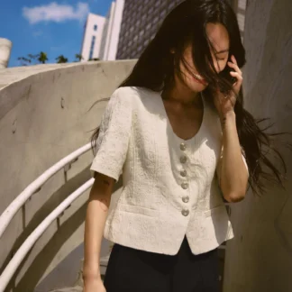 ZARA SHORT SLEEVE JACQUARD JACKET