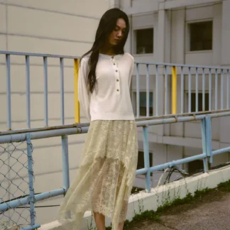 ZARA ASYMMETRIC LACE MIDI SKIRT