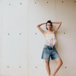 ZARA Z1975 RIPPED DENIM BERMUDA SHORTS