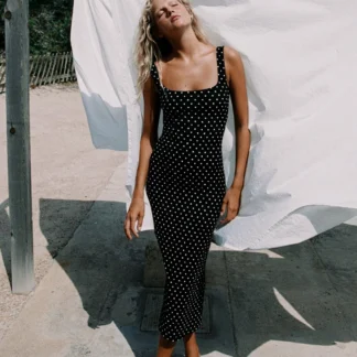ZARA TEXTURED DOT MIDI DRESS