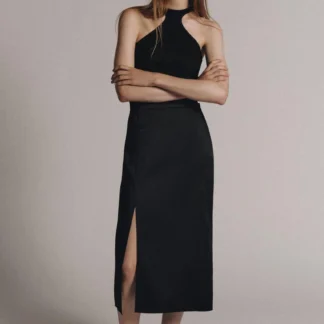 ZARA ZW COLLECTION SATIN SKIRT WITH FROG FASTENING