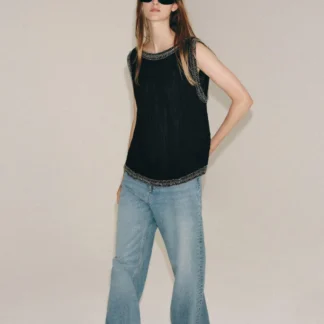 ZARA ZW COLLECTION JACQUARD BEADED TOP