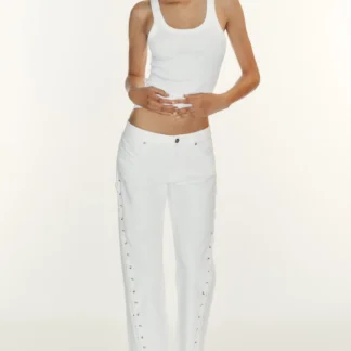 ZARA MID-WAIST TRF STRAIGHT-LEG LACE-UP JEANS