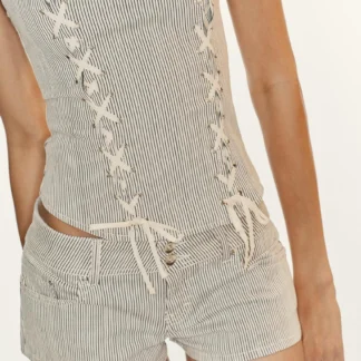 ZARA STRIPED LACE-UP CORSET