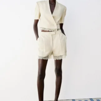 ZARA BERMUDA SHORTS WITH LACE TRIM