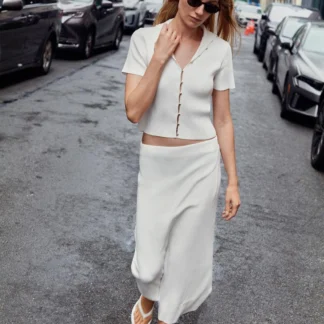 ZARA RIB KNIT MIDI SKIRT