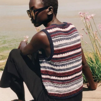 ZARA TEXTURED STRIPED KNIT TOP