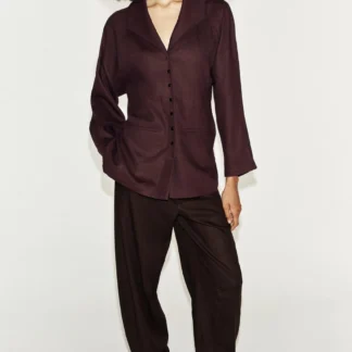 ZARA LINEN BLEND JACKET WITH BACK PLEAT